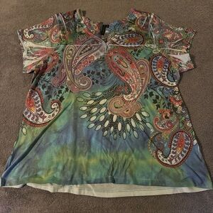 multicolor paisley y2k blouse
